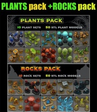 plants + rocks pack printyourmonsters 3d print model - Mito3D