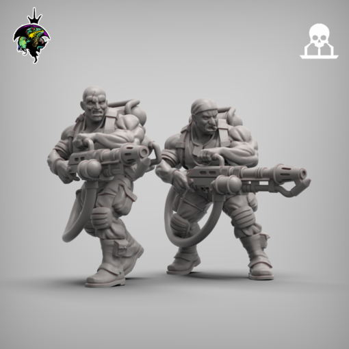 spacenam flamethrower team stl reptilian overlords miniatures reptilian overlords  3D print model - Mito3D