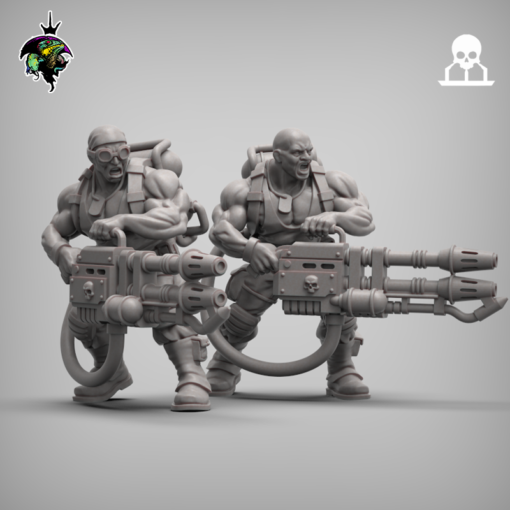 spacenam heavy flamethrower team stl reptilian overlords miniatures 3D print model - Mito3D