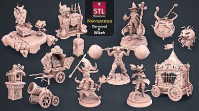 stl miniatures 202011 carnival & witch 3d print model - Mito3D