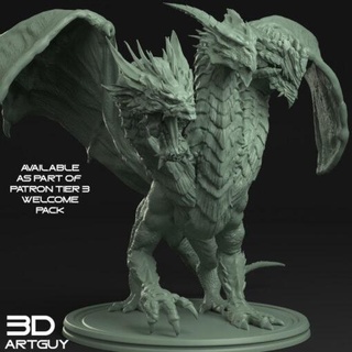 three headed dragon 3dartguy home miniatures 3d print model - Mito3D