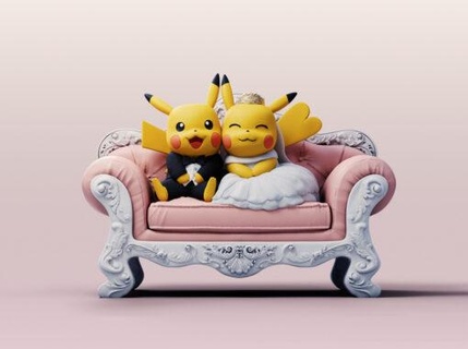 Boda Pikachu sofá capaz modelo stl hogar casa anime empujar Lun 3d print model - Mito3D
