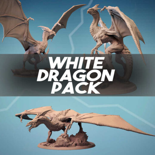 white dragon pack 3D print model - Mito3D