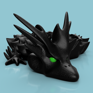'horny dragon' - print-in-place articulated dragon 3d models download creality cloud Myths 3d print model - Mito3D