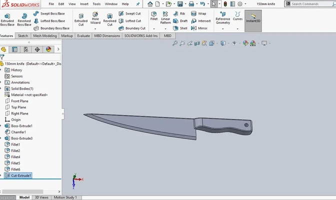 150mm knife 3d models download creality cloud 3d print model - Mito3D