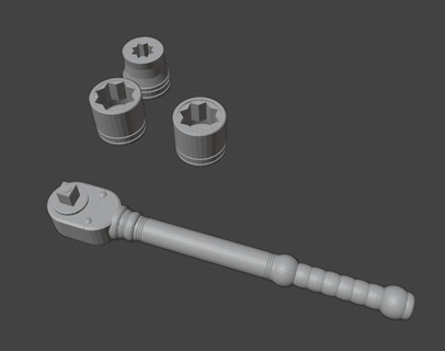 1 10 escala chave catraca conjunto 3 tomada modelos kit brinquedos jogos 3d print model - Mito3D