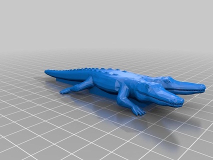 2 headed jacaré animais 3d print model - Mito3D