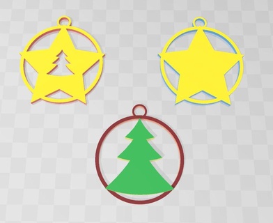 3 small decorations christmas tree Jewellery 3d print model - Mito3D