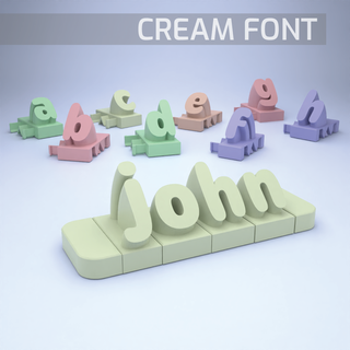 3d letters - cream font Home Decor 3d print model - Mito3D