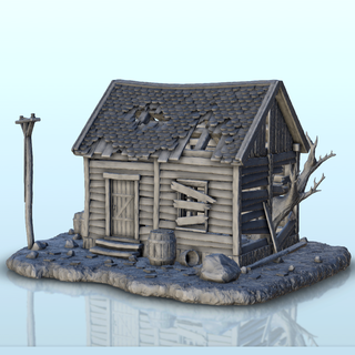 abandoned house tree trunk - terrain scenery west Historical Buildings 3d print model - Mito3D