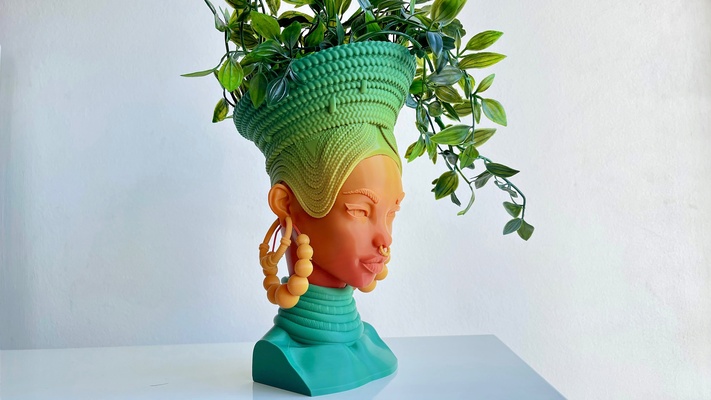 africa queen flower pot 3d models download creality cloud home decor 3d print model - Mito3D