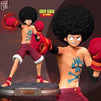 afro luffy - one piece fanart 3d models download creality cloud fictional characters 3d print model - Mito3D
