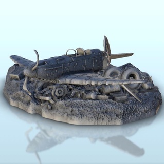 airplane carcass crashed yakovlev yak-3 - ww2 terrain Warplanes 3d print model - Mito3D