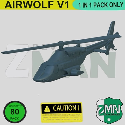 airwolf hélicoptère v1 3d modèles télécharger créalité nuage hélicoptères 3d print model - Mito3D