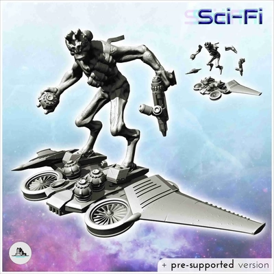 extraterrestre guerrero on volador ala 16 ciencias ficción miniatur 3d modelos descargar crealidad nube 3d print model - Mito3D