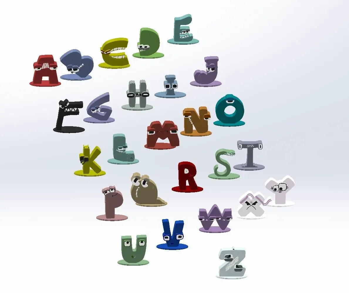 alphabet überlieferung 26 briefe base 3d modelle download realität wolke 3D print model - Mito3D