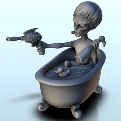 armed alien in bathtub floating duck 5 + pre-sup 3d models download creality cloud fictional characters 3d print model - Mito3D