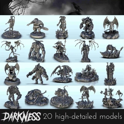 army of darkness pack - figure dark miniatures warhammer 3d models download creality cloud monsters 3d print model - Mito3D