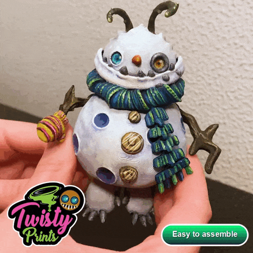 articulated monster snowman - xmas tree ornament Monsters 3D print model - Mito3D
