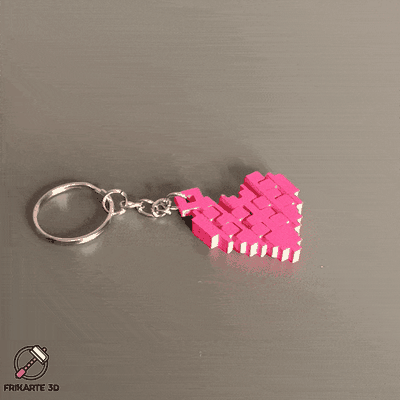 articulated pixel heart keychain 3d models download creality cloud 3d print model - Mito3D