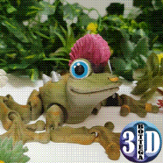 articulado punk rã brinquedo flexível engraçado fofa flexi reptiliano 3d print model - Mito3D