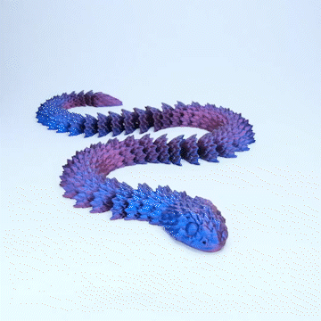 articulated snake - print-in-place Reptilian 3D print model - Mito3D