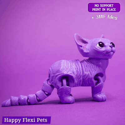 articulated sphynx cat toy - happy flexi pets figurine 3d models download creality cloud mammal 3d print model - Mito3D