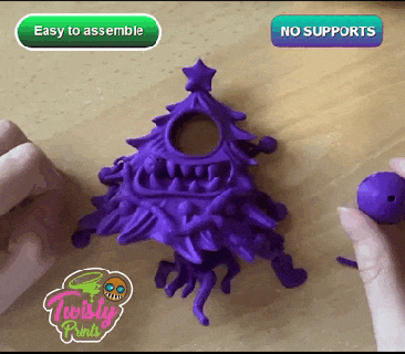 articulated xmas tree monster - xmas tree ornament Fictional Characters  3d print model - Mito3D