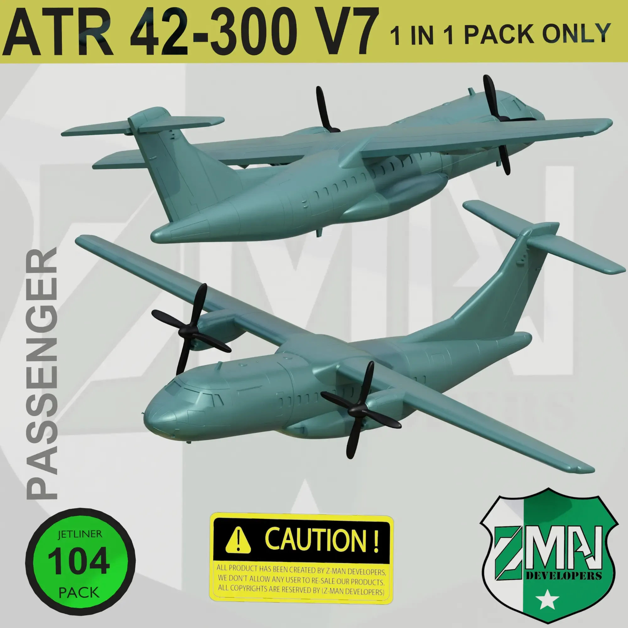 atr 42 300 passager célibataire aspic 3d modèles télécharger créalité nuage 3D print model - Mito3D