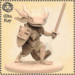 axolotl combattant épée bouclier personnages 3d print model - Mito3D