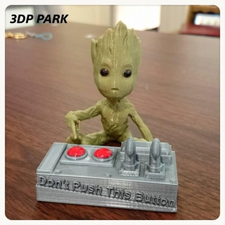 bébé Groot 5 4 pousser bouton fictif personnages 3d print model - Mito3D