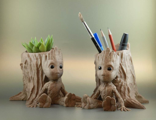 baby groot pencil holder 3d models download creality cloud fictional characters 3d print model - Mito3D