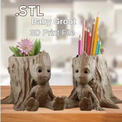 bambino groot stifthalter 3d modelli scarica creality nube 3d print model - Mito3D