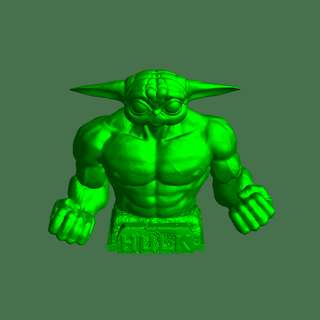 baby yoda's head hulk's body Characters 3d print model - Mito3D