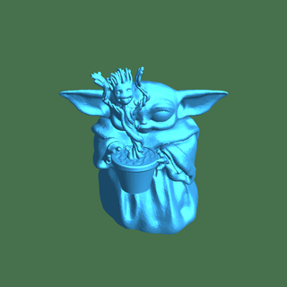 baby yoda & plant groot Fictional Characters 3d print model - Mito3D