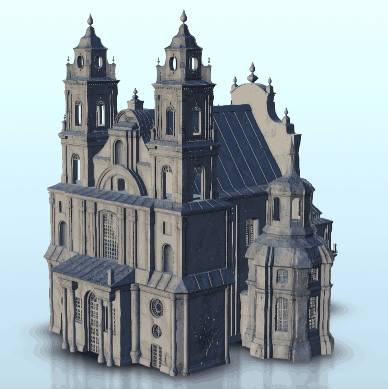 baroque cathédrale terrain ww2 paysage moderne miniatures historique bâtiments 3D print model - Mito3D