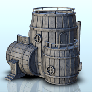 barrel-shaped island bar 6 - scenery medieval miniatures w Historical Buildings 3d print model - Mito3D