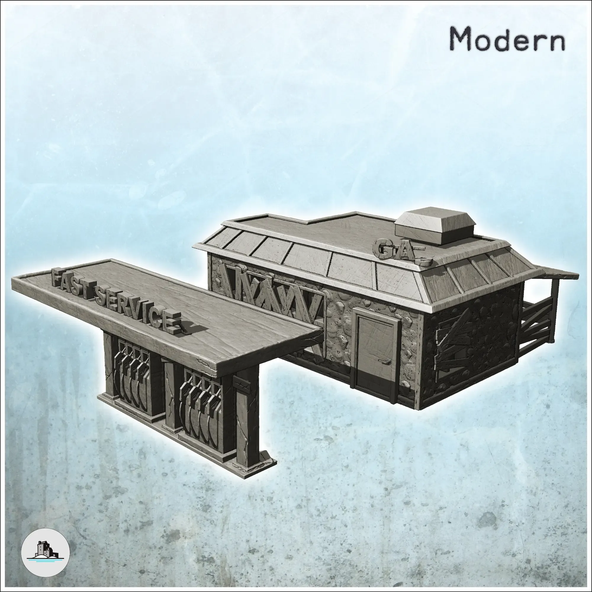 barricado post apocalypse gás estação bombas sinais 3d modelos baixar crialidade nuvem 3D print model - Mito3D