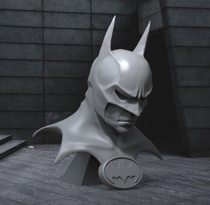 batman busto 3d modelos descargar crealidad nube ficticio caracteres 3d print model - Mito3D