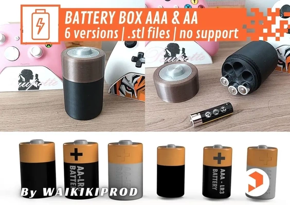 battery box - aa lr6 & aaa lr3 6 versions 3d models download creality cloud 3d print model - Mito3D