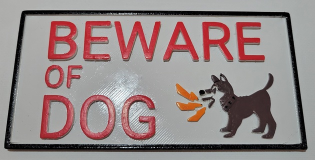 beware dog sign Home Decor 3d print model - Mito3D