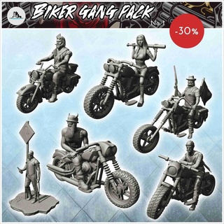 bikers gang figures pack no 1 - modern miniature figure Men 3d print model - Mito3D