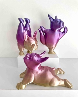 bostón terrier yoga pose conjunto 3 animales 3d print model - Mito3D