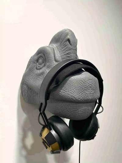 braquiosaurio cabeza pared montado auriculares soporte 3d modelos descargar crealidad nube dinosaurio 3d print model - Mito3D