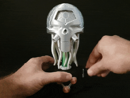 cerebrito cráneo Embarcacion clásico versión Moviente tentáculos robots 3d print model - Mito3D