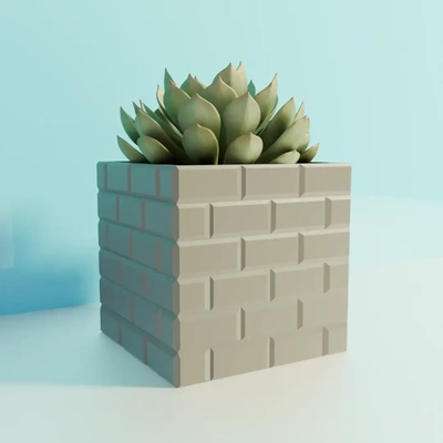 ladrillos videojuego inspirado plantador maceta 3d modelos descargar crealidad nube 3d print model - Mito3D