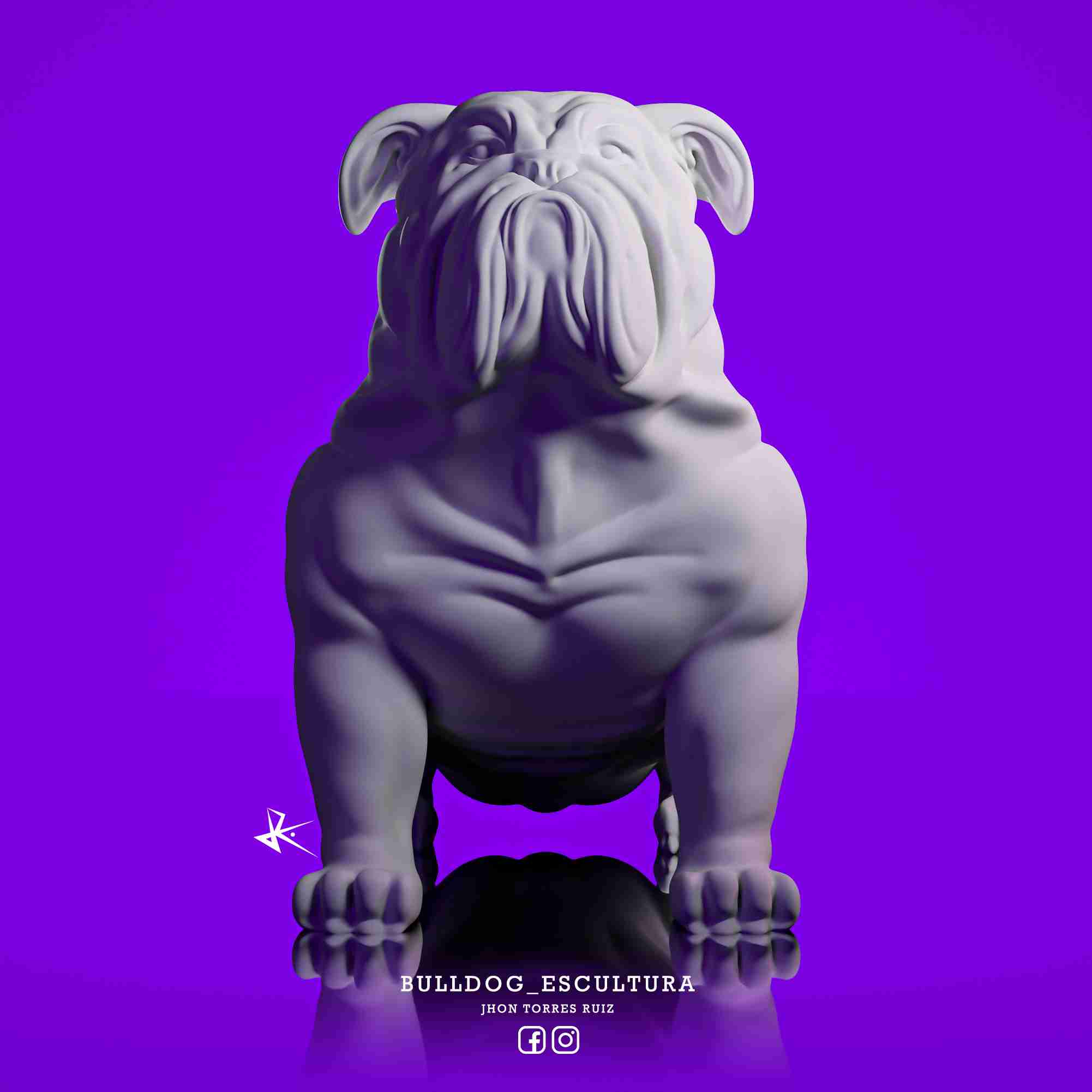 bulldog ingilizce heykel köpek Buldog kurgusal karakterler 3D print model - Mito3D