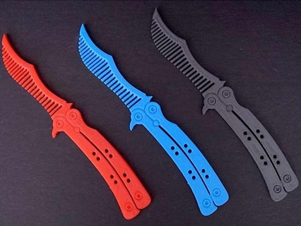 butterfly knife hair comb Fashion 3d print model - Mito3D