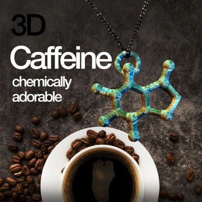 caffeine molecule 3d model models download creality cloud jewellery 3d print model - Mito3D