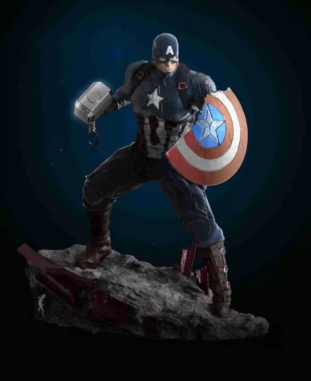 capitán america estatua 3d modelos descargar crealidad nube 3D print model - Mito3D